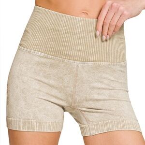 Washed Seamless High Waisted Shorts in Ash Mocha